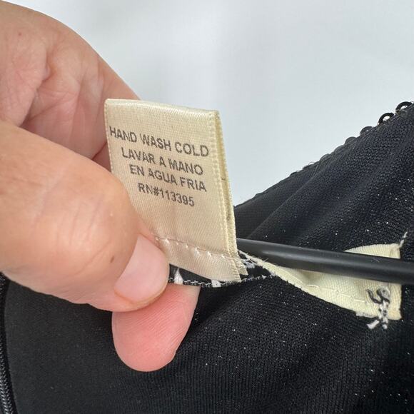 Y2k Ark & Co Sequin Mini Party Dress with Rose Accent Black Nylon Size S Small - Picture 4 of 6